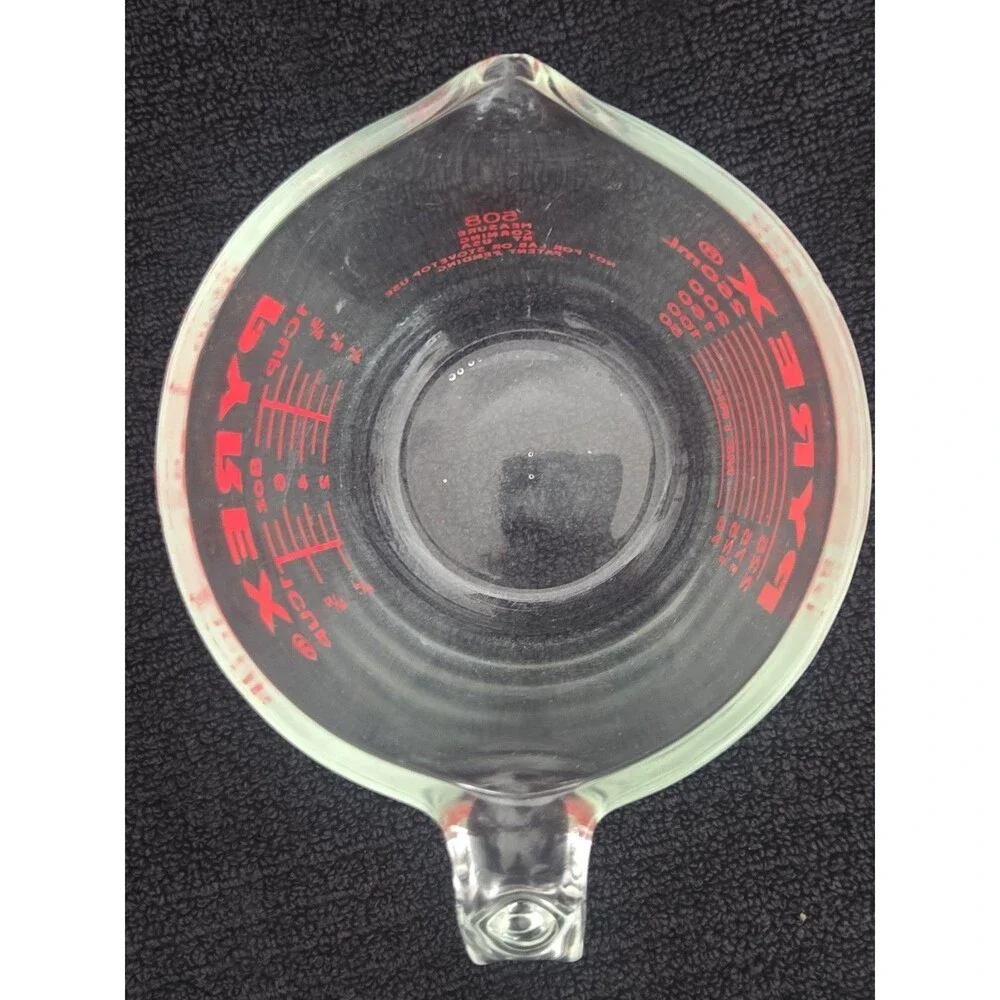 Vintage Pyrex 516 Cup Glass Measuring Cup Red Print Corning NY USA